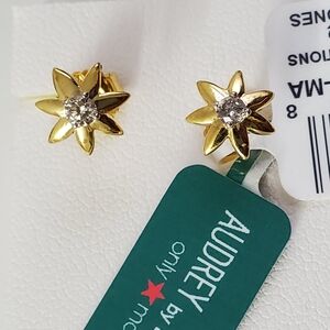 Gold and Diamond Sterling Silver 925 Earrings